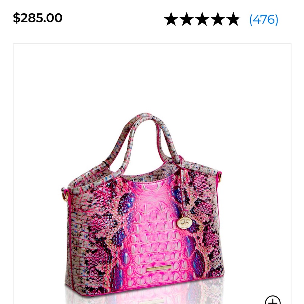 Brahmin Small Elaine bag Pink Cobra Ombre in color.
